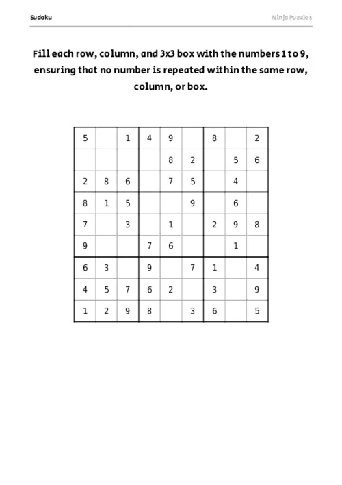 Easy Sudoku #20 thumbnail