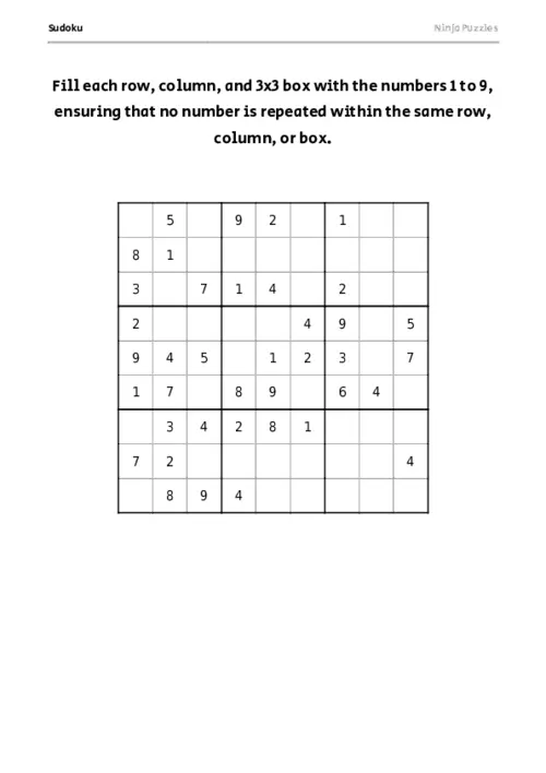 Medium Sudoku #17 thumbnail