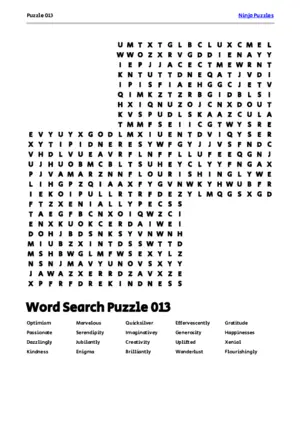 Free Printable Puzzle 013 themed Word Search Puzzle puzzle thumbnail