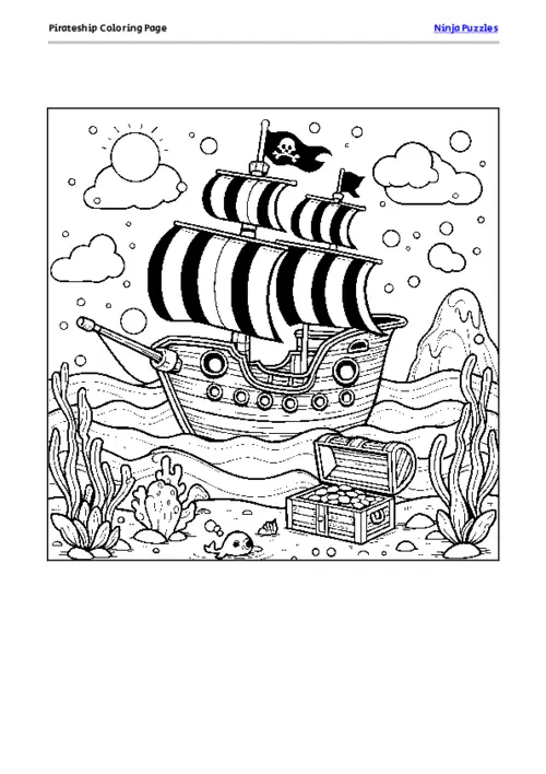 Pirateship Coloring Page thumbnail