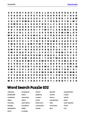 Free Printable Puzzle 032 themed Word Search Puzzle puzzle thumbnail