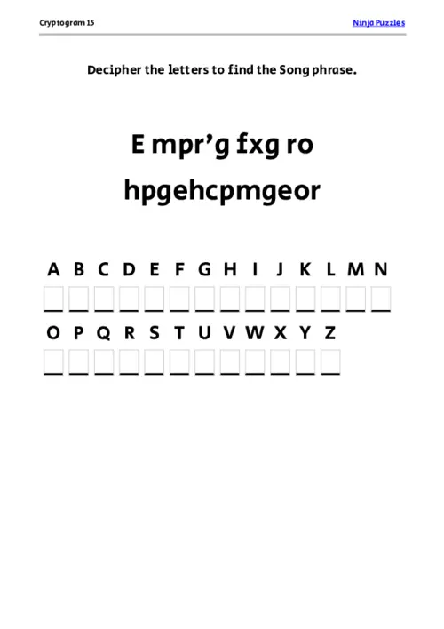 Cryptogram 15 Coloring Page thumbnail