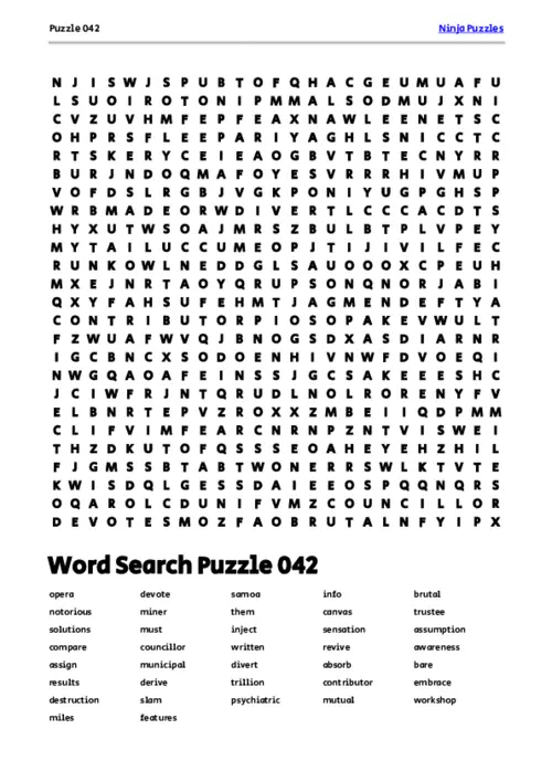 Free Printable Puzzle 042 themed Word Search Puzzle thumbnail