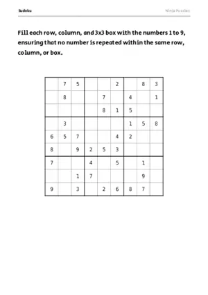 Medium Sudoku #3 puzzle thumbnail