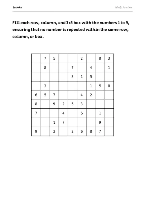 Medium Sudoku #3 thumbnail