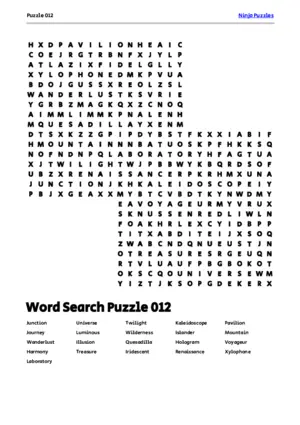 Free Printable Puzzle 012 themed Word Search Puzzle puzzle thumbnail