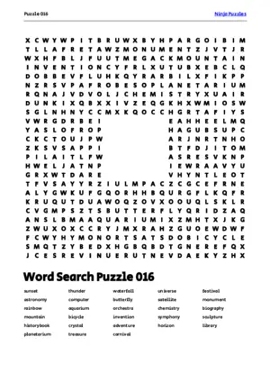 Free Printable Puzzle 016 themed Word Search Puzzle puzzle thumbnail