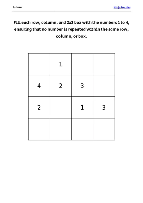 Medium Mini Sudoku #3 thumbnail