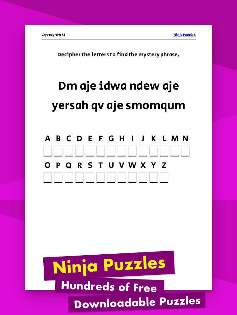Cryptogram 75 Coloring Page - Free Printable PDF