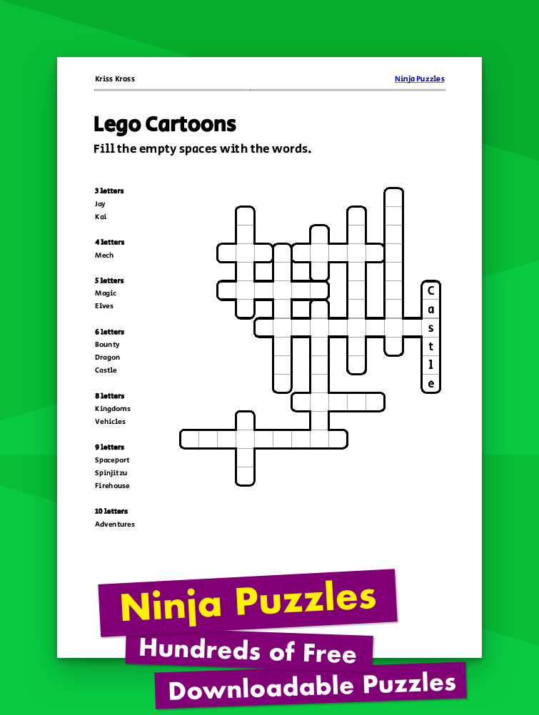 Free Lego Cartoons Kriss-Kross Puzzle - Free Printable PDF