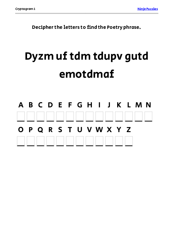Cryptogram 1 Coloring Page - Free Printable PDF