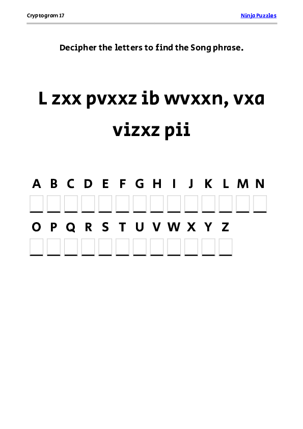 Cryptogram 17 Coloring Page - Free Printable PDF