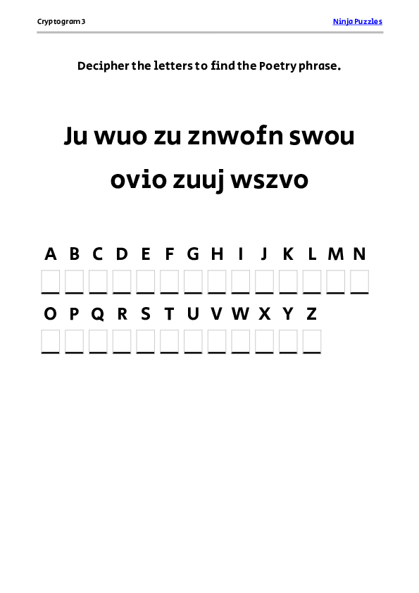 Cryptogram 3 Coloring Page - Free Printable PDF