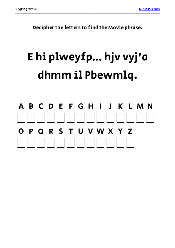 Cryptogram 33 Coloring Page - Free Printable PDF