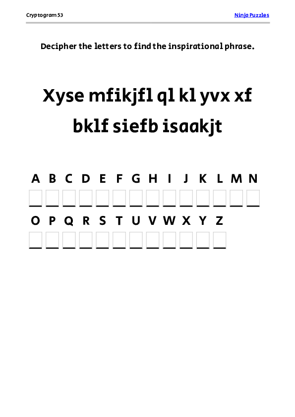 Cryptogram 53 Coloring Page - Free Printable PDF