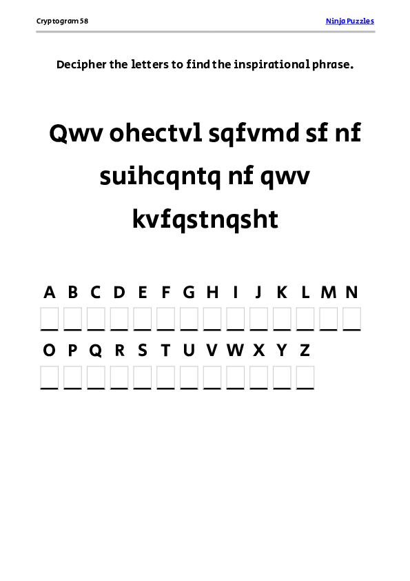 Cryptogram 58 Coloring Page - Free Printable PDF
