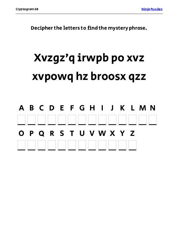 Cryptogram 68 Coloring Page - Free Printable PDF
