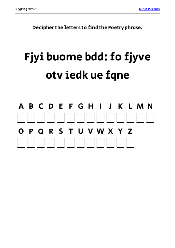 Cryptogram 7 Coloring Page - Free Printable PDF