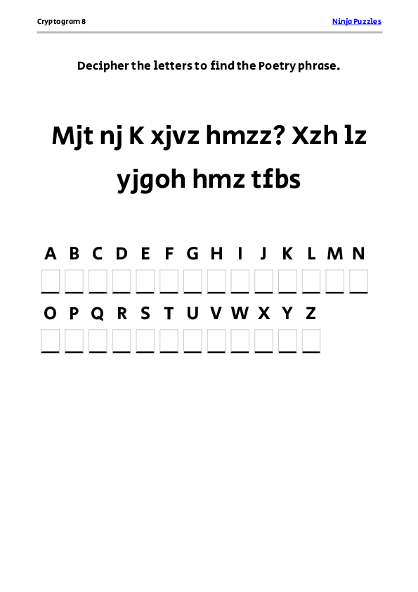 Cryptogram 8 Coloring Page - Free Printable PDF