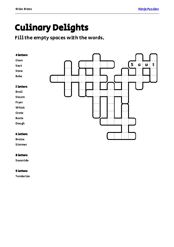 Free Culinary Delights Kriss-Kross Puzzle - Free Printable PDF