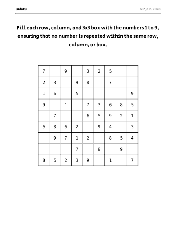Easy Sudoku #15 - Free Printable PDF Puzzle