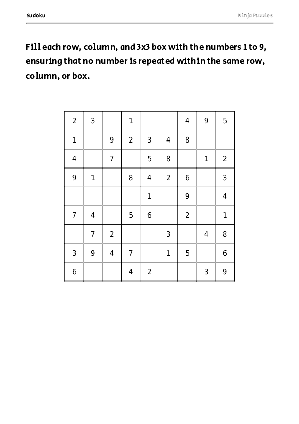 Easy Sudoku #5 - Free Printable PDF Puzzle