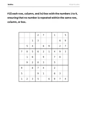 Easy Sudoku #1 puzzle thumbnail