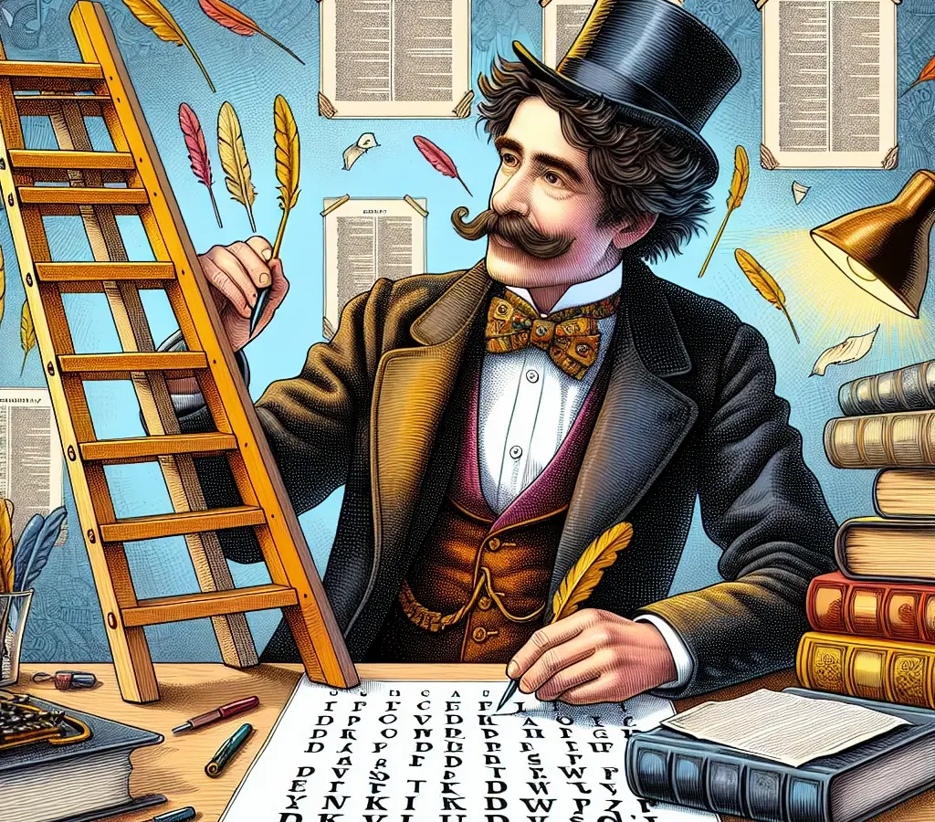 An illustration of Lewis Carroll inventing the Word Ladder Puzzle