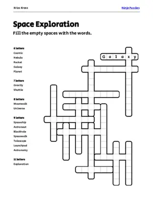 Free Space Exploration Kriss-Kross Puzzle puzzle thumbnail